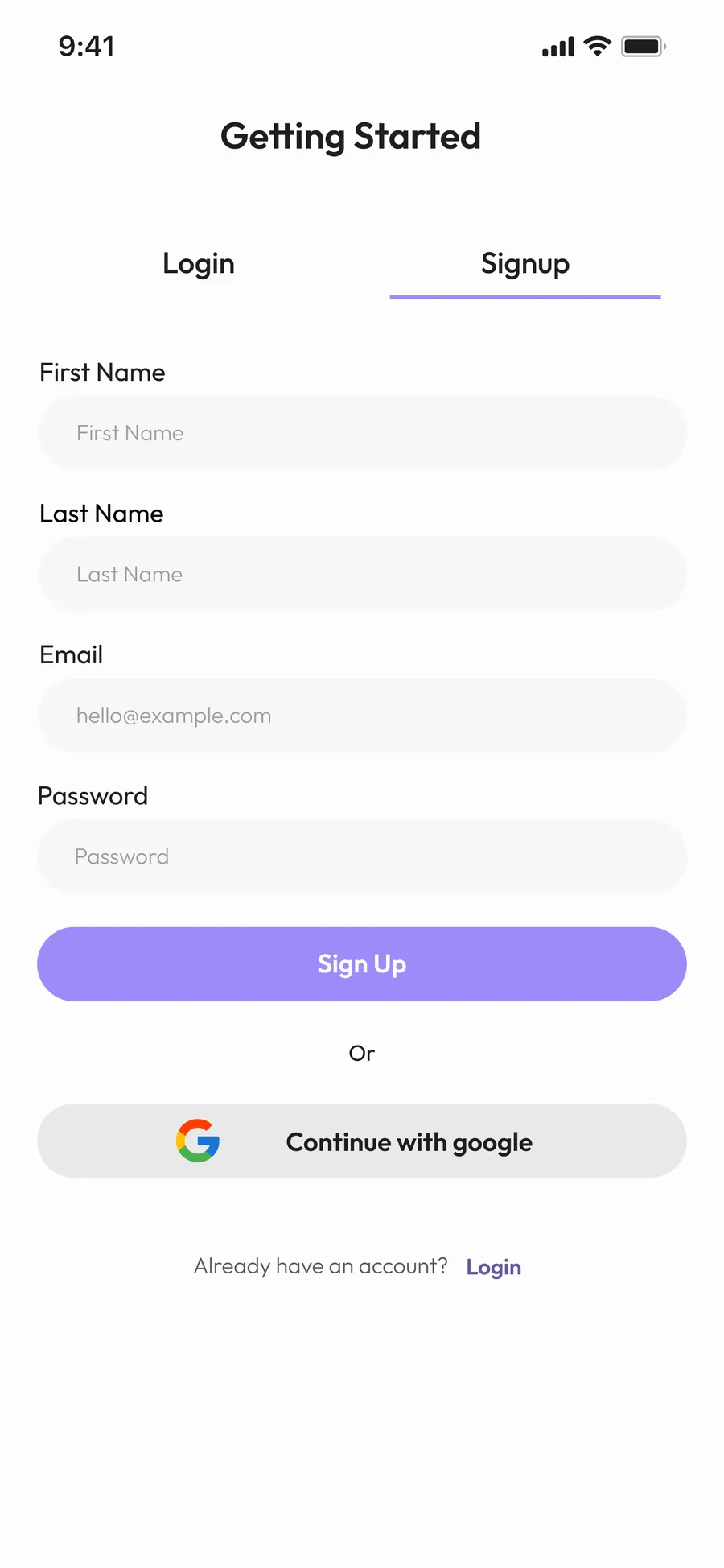 App screen