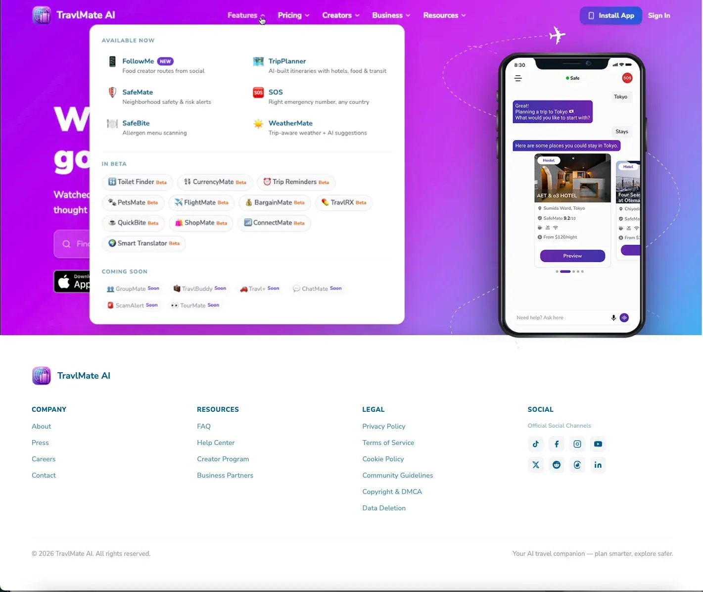 Website screen