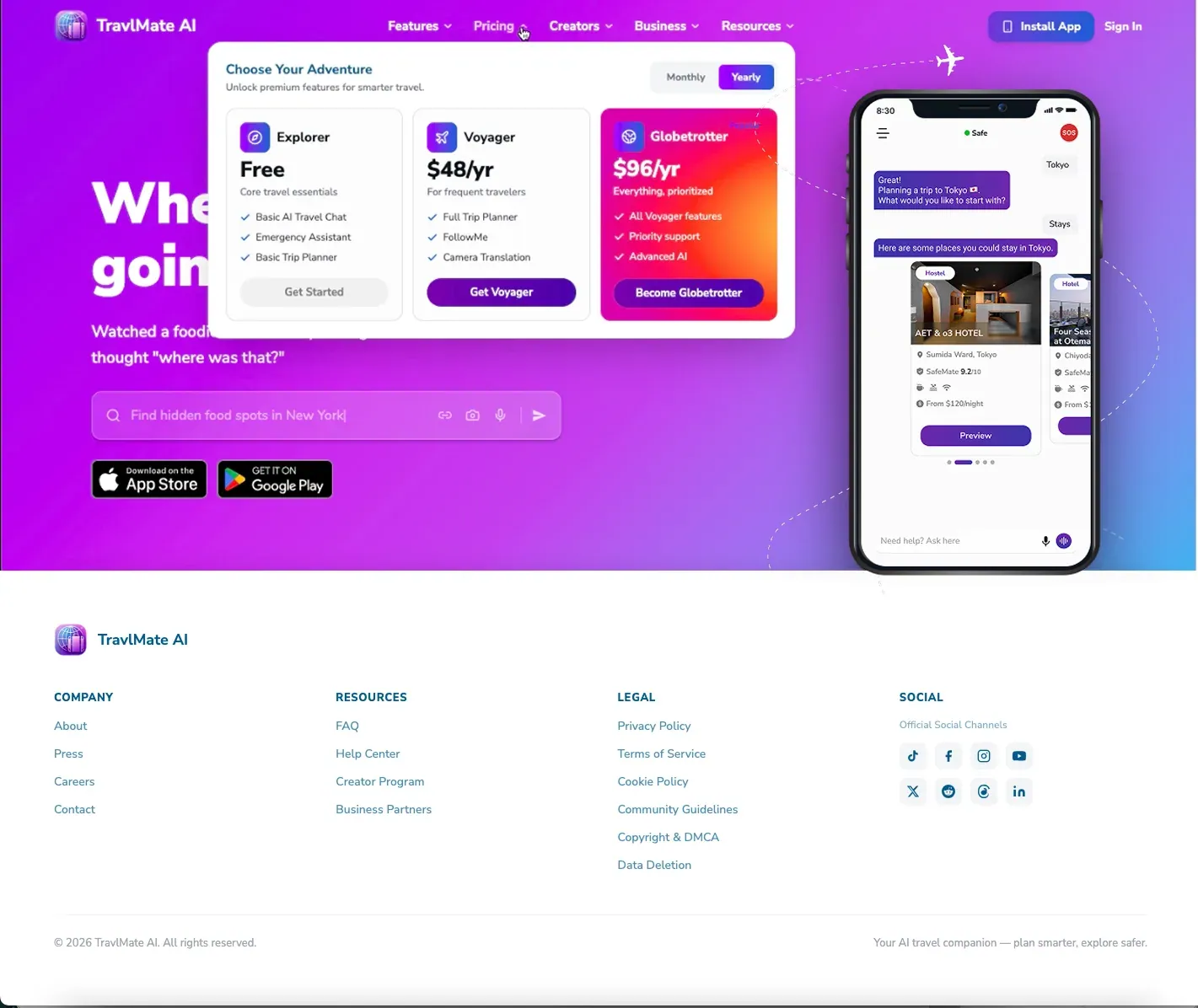 Website screen