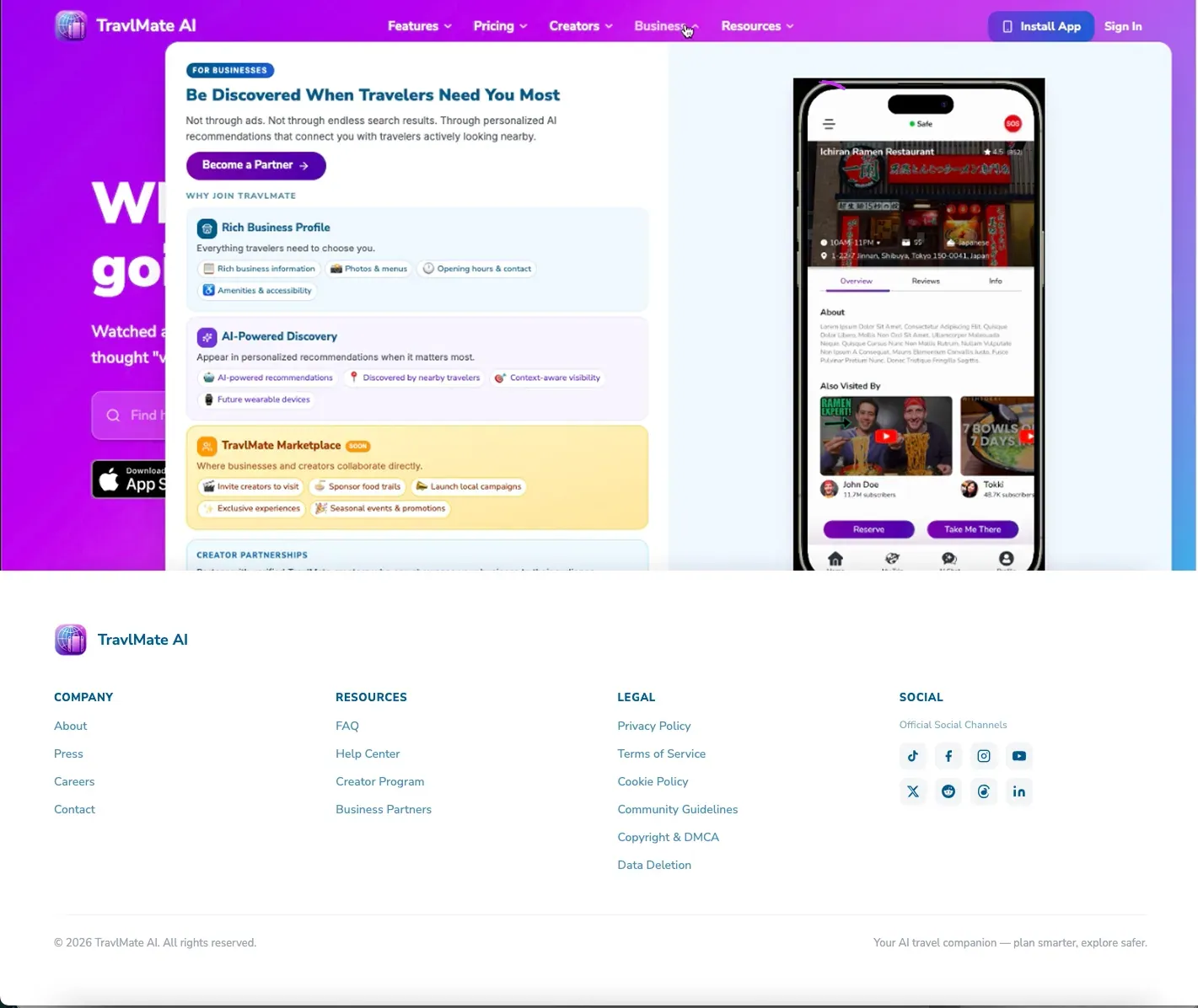 Website screen