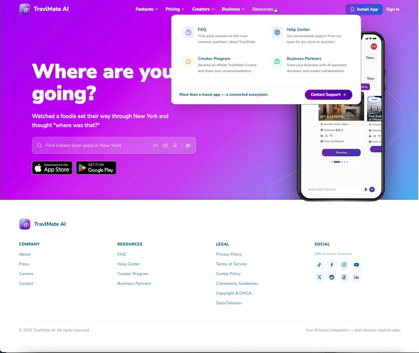 Website screen