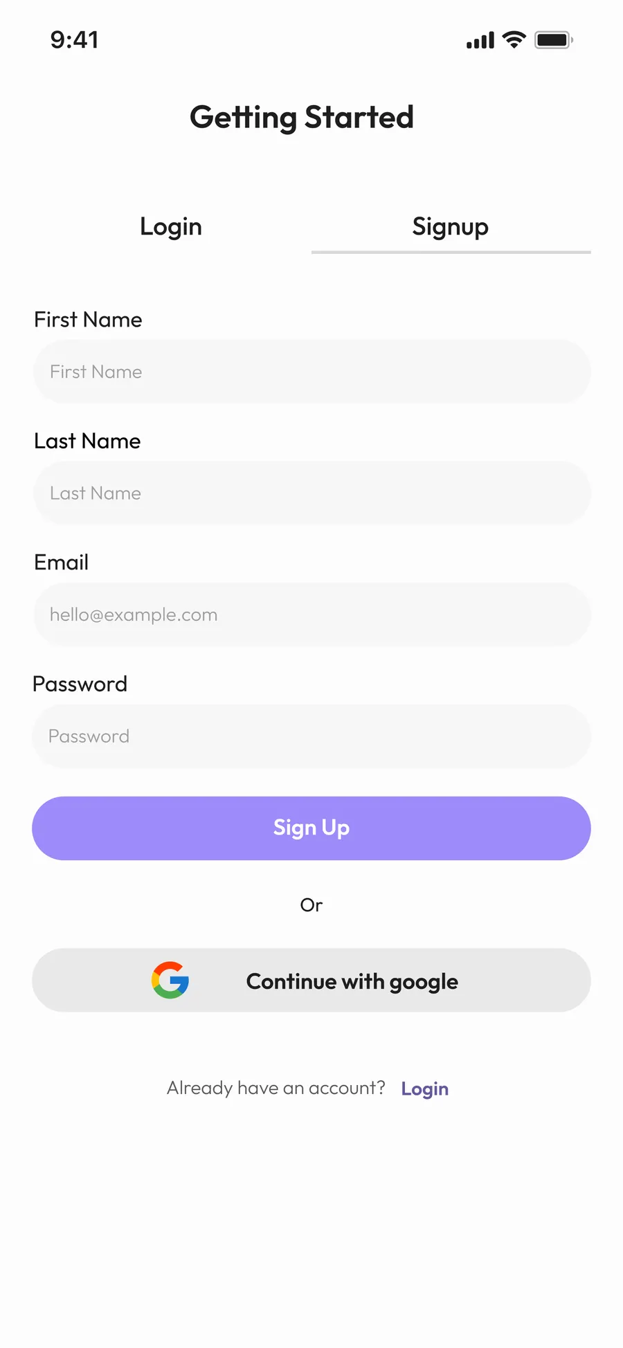 App screen