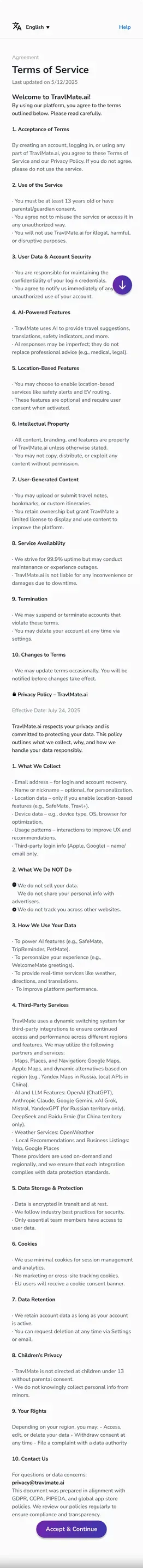App screen